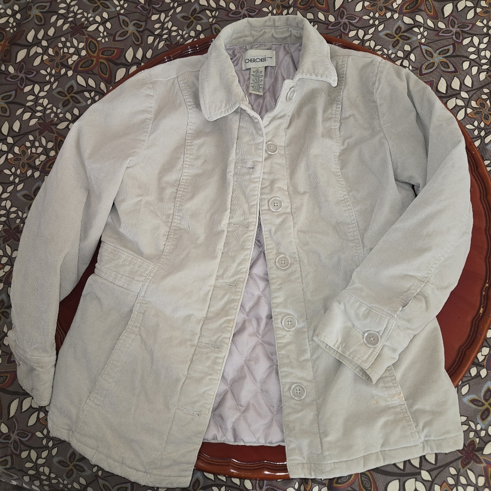 Vtg Cherokee Suede Quilted Jacket Medium M Tan Cream Neutral Minimalist Western